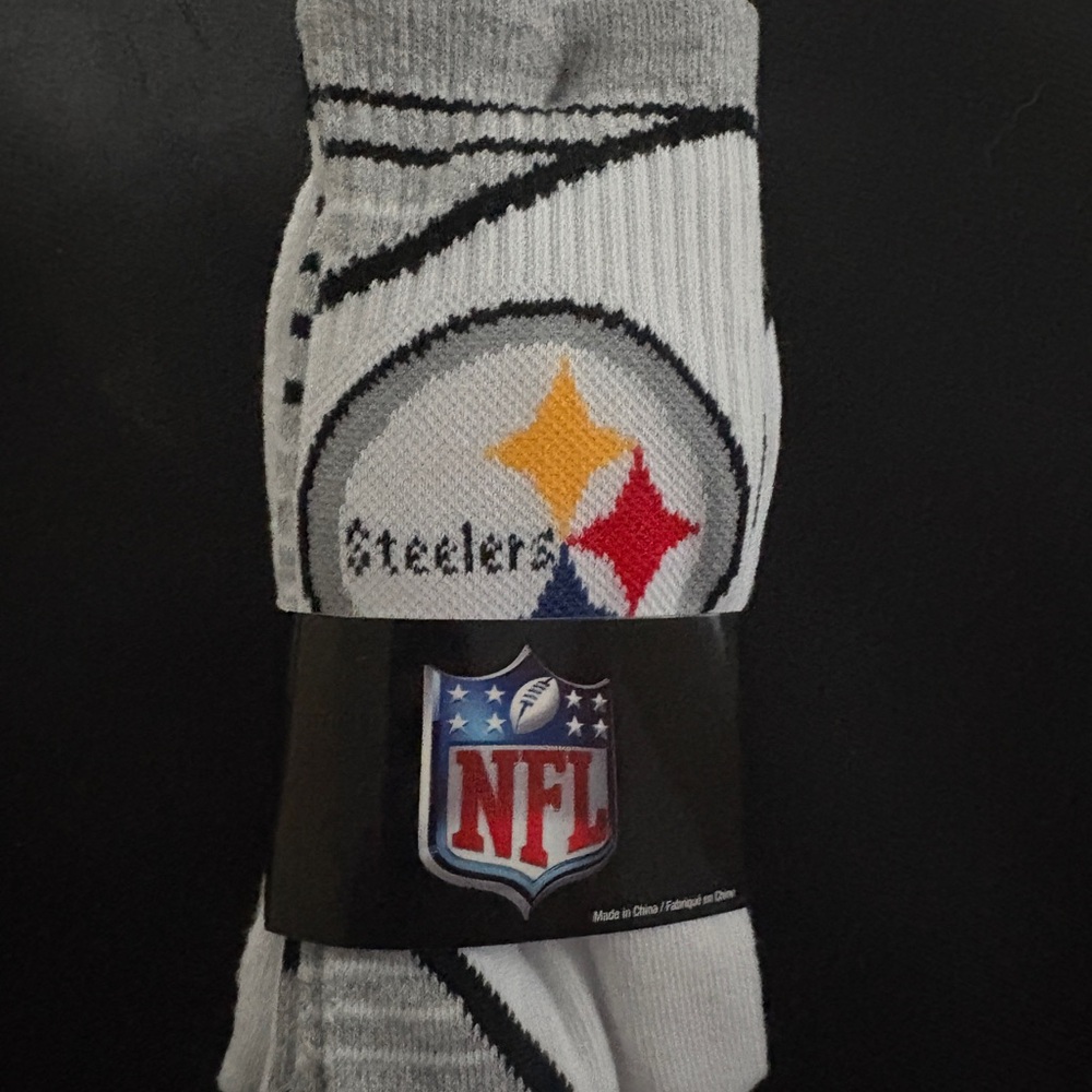 NFL Steelers White and Black Athletic Socks